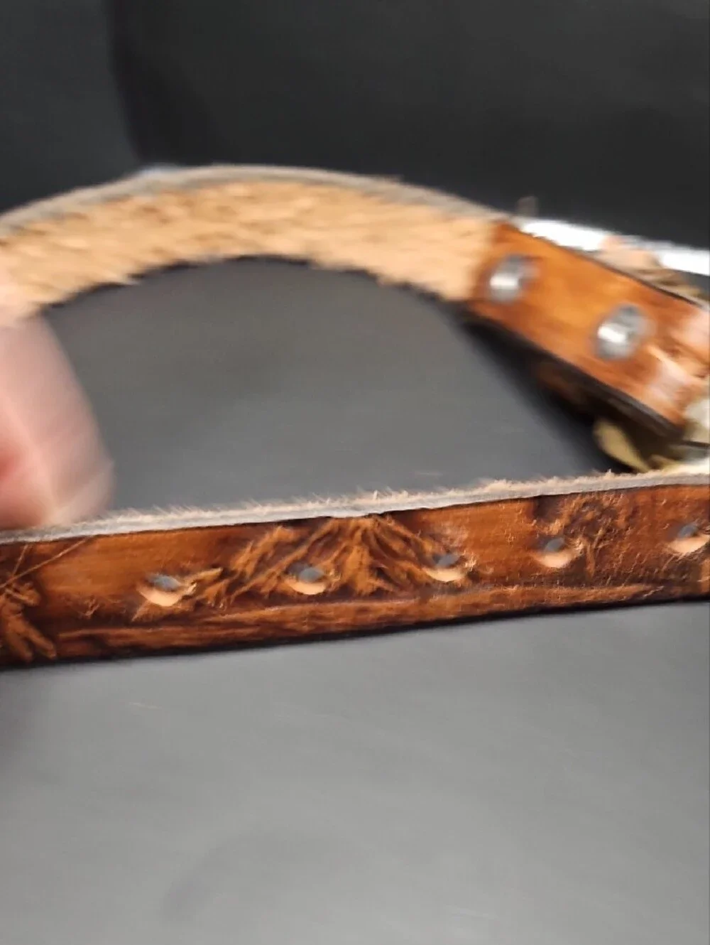 Hand Crafted Brown Leather Kids Belt with Engraved 'HAYDEN' and Scenic Buckle